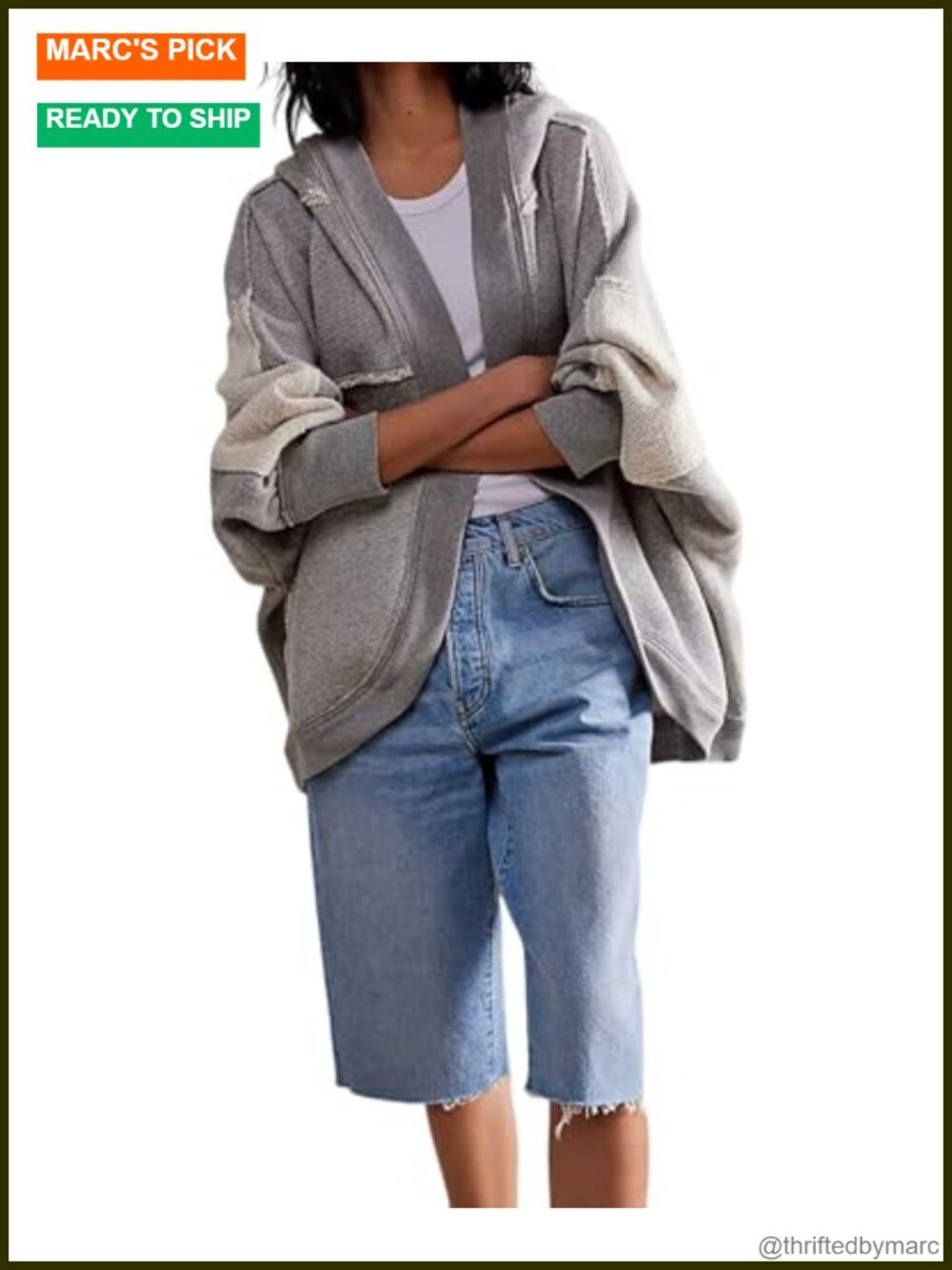Y2K Retro Open Front Hoodie Cardigan Sweatshirt Boyfriend Long Sleeve Patchwork